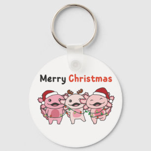 Axolotl Christmas Cute Axolotls Merry Christmas Ke Keychain