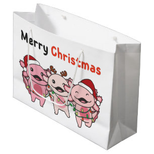 Axolotl Christmas Cute Axolotls Merry Christmas La Large Gift Bag