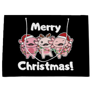 Axolotl Christmas Cute Axolotls Merry Christmas Large Gift Bag