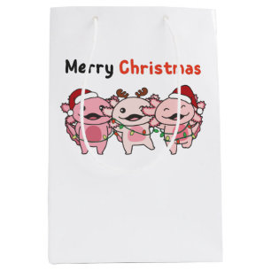 Axolotl Christmas Cute Axolotls Merry Christmas Medium Gift Bag
