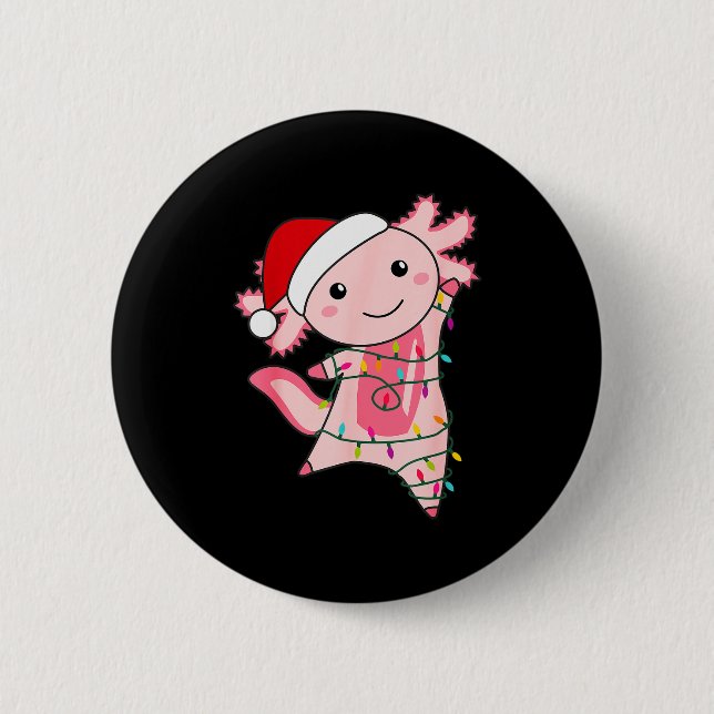 Axolotl Christmas Fairy Light Christmas Axolotl  2 Inch Round Button (Front)