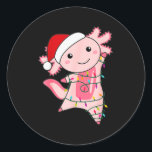 Axolotl Christmas Fairy Light Christmas Axolotl  Classic Round Sticker<br><div class="desc">Axolotl Christmas Fairy Light Christmas Axolotl</div>