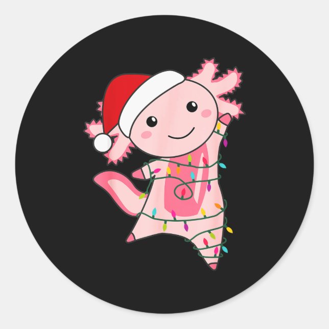 Axolotl Christmas Fairy Light Christmas Axolotl  Classic Round Sticker (Front)