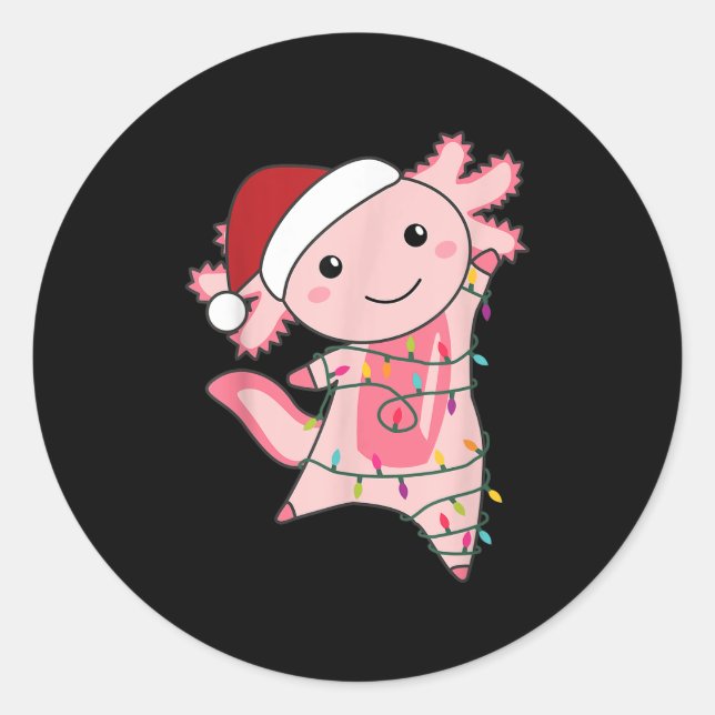 Axolotl Christmas Fairy Light Christmas Axolotl  Classic Round Sticker (Front)
