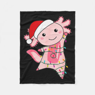 Axolotl Christmas Fairy Light Christmas Axolotl  Fleece Blanket