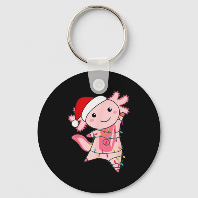 Axolotl Christmas Fairy Light Christmas Axolotl  Keychain (Front)