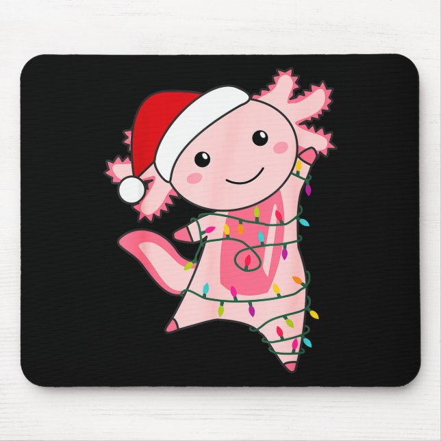Axolotl Christmas Fairy Light Christmas Axolotl  Mouse Pad (Front)