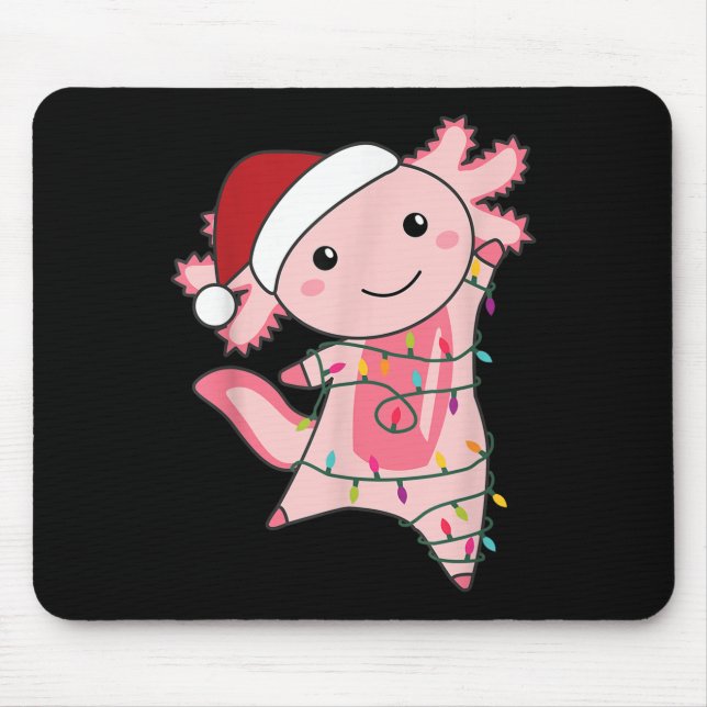 Axolotl Christmas Fairy Light Christmas Axolotl  Mouse Pad (Front)