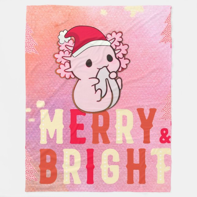 Axolotl christmas  fleece blanket (Front)