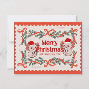 Axolotl christmas holiday card
