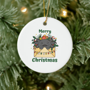 Axolotl Christmas Letter Winter Animals Axolotls Ceramic Ornament
