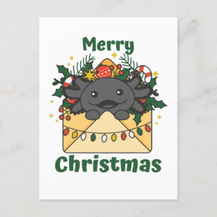 Axolotl Christmas Letter Winter Animals Axolotls Holiday Postcard