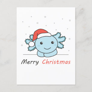 Axolotl Christmas Snow Winter Animals Axolotls Holiday Postcard