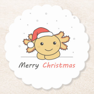 Axolotl Christmas Snow Winter Animals Axolotls Paper Coaster