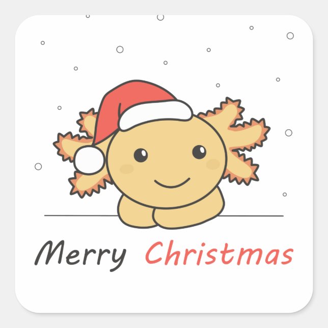 Axolotl Christmas Snow Winter Animals Axolotls Squ Square Sticker (Front)