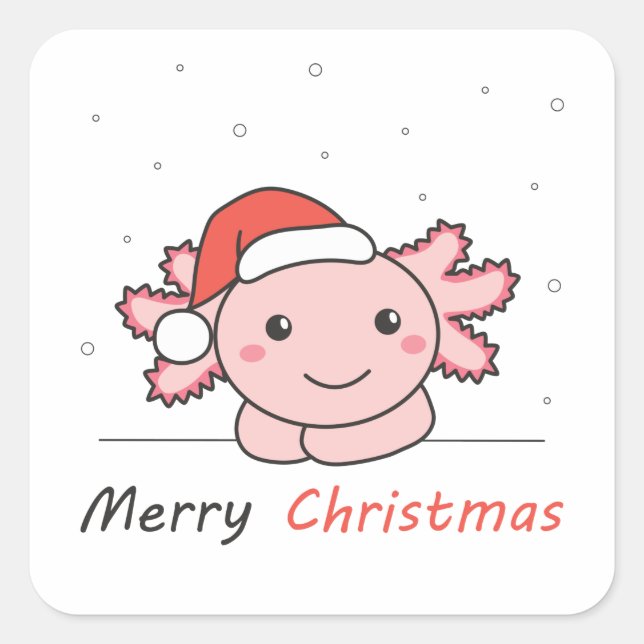 Axolotl Christmas Snow Winter Animals Axolotls Square Sticker (Front)
