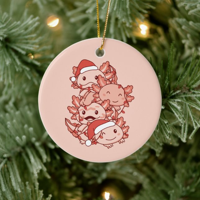 Axolotl Christmas Tree Christmas Animals Axolotls Ceramic Ornament (Tree)