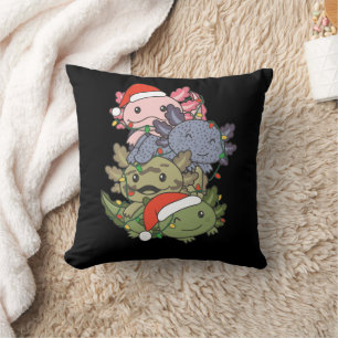 Axolotl Christmas Tree Christmas Animals Axolotls Throw Pillow