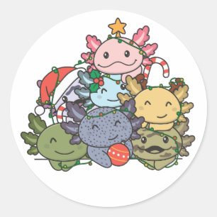 Axolotl Christmas Tree Funny Animal Christmas Classic Round Sticker
