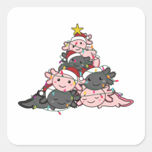 Axolotl Christmas Tree Funny Animal Christmas Squa Square Sticker