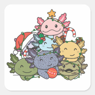 Axolotl Christmas Tree Funny Animal Christmas Square Sticker