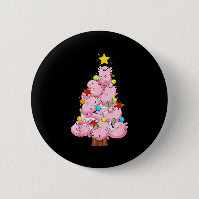 Axolotl Christmas Tree Ornament Fish Axolotl Anima 2 Inch Round Button (Front)