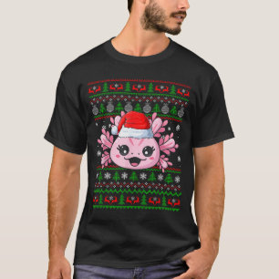 Axolotl Christmas Ugly Sweater Santa Axolotl Head