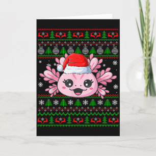 Axolotl Christmas Ugly Sweater Santa Axolotl Head  Card