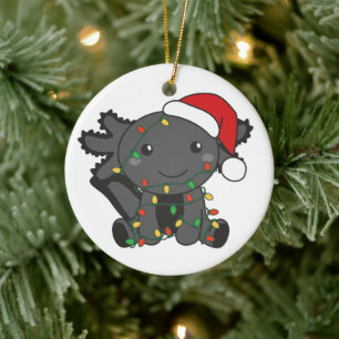 Axolotl Christmas Winter Animals Axolotls Ceramic Ornament