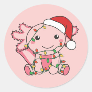 Axolotl Christmas Winter Animals Axolotls Classic  Classic Round Sticker