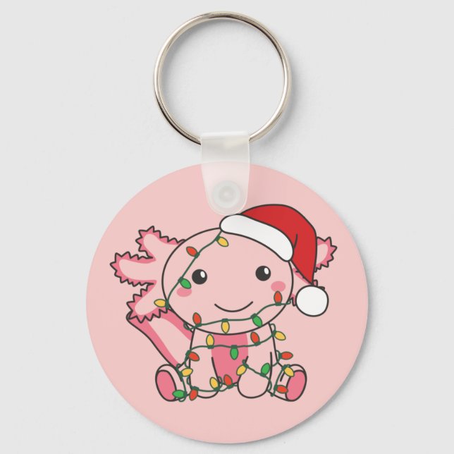 Axolotl Christmas Winter Animals Axolotls Keychain (Front)