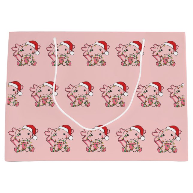 Axolotl Christmas Winter Animals Axolotls Large Gi Large Gift Bag (Front)