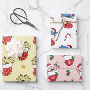 Axolotl Christmas Winter Animals Holiday Axolotls Wrapping Paper Sheet