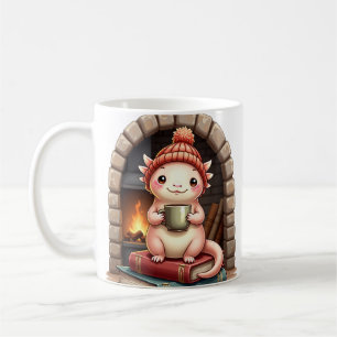 Axolotl Coffee Addict Kawaii - Cozy Reading Nook D Mug