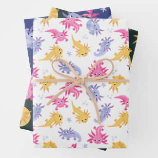 Axolotl Colorful Cartoon Wrapping Paper Sheet