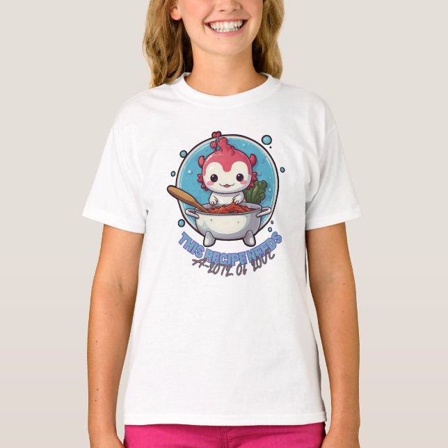 Axolotl Cooking Funny Animal Kawaii T-Shirt (Front)