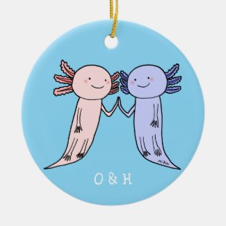 Axolotl Couple Unique Custom Name First Christmas