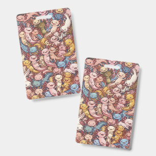 Axolotl Cuddle Crowd – Whimsical Smiles Everywhere Badge