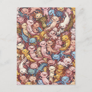 Axolotl Cuddle Crowd – Whimsical Smiles Everywhere Postcard