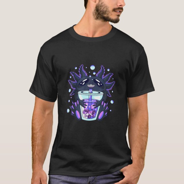 Axolotl Cute Animal Kawaii Boba Tea Aesthetic Past T-Shirt (Front)