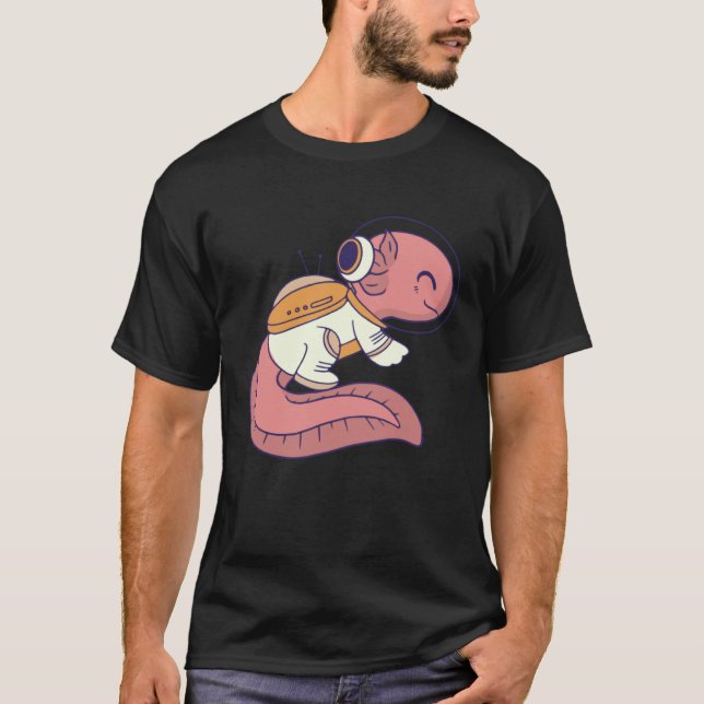 axolotl cute funny axolotl lover space spaceman T-Shirt (Front)