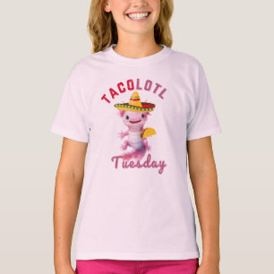 Axolotl Cute Taco Tuesday Mexican Pink Axelotl T-Shirt