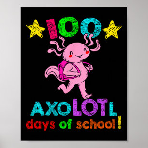 Axolotl Days Of School Funny 100 Days Of School  Poster