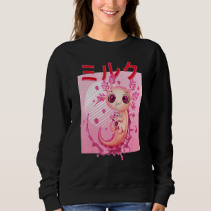 Axolotl Drinking Strawberry Milk Pink Plush Salama Sweatshirt