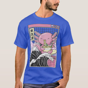 Axolotl Eating Ramen Kanagawa Wave Kawaii Japan Va T-Shirt