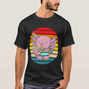 Axolotl Eating Ramen Kawaii Anime Japanese Food Ki T-Shirt