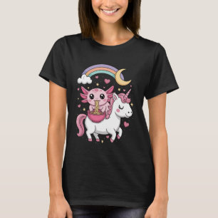 Axolotl Eating Ramen Noodles Cute Kawaii Kids Teen T-Shirt