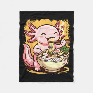 Axolotl Eating Ramen Noodles Fleece Blanket