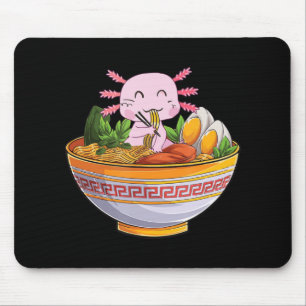 Axolotl Eating Ramen Noodles Kawaii Anime Gift Gir Mouse Pad