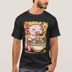 Axolotl Eating Ramen Noodles  T-Shirt